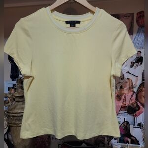 Rayon/Nylon Blend Tahari Light Yellow Short Sleeve Baby Tee